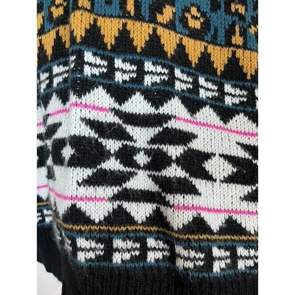 Wrangler Animal Print Sweater S Blue Crop Fuzzy Western Boho  Retro Southwest - Picture 5 of 10